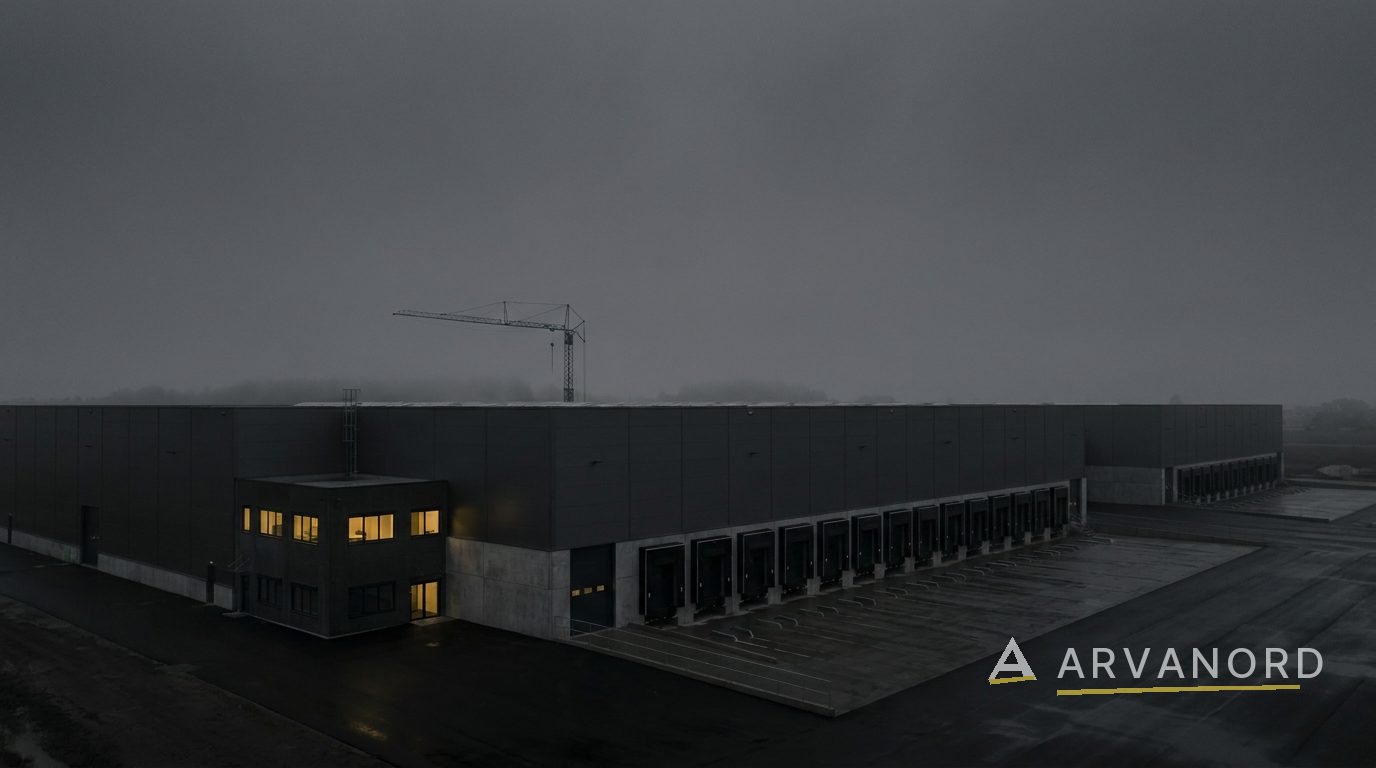 Industrial facility at dusk